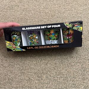 TEENAGE MUTANT NINJA TURTLES 1.5oz GLASSWARE SET OF 4 TMNT GLASSWARE SET Shots